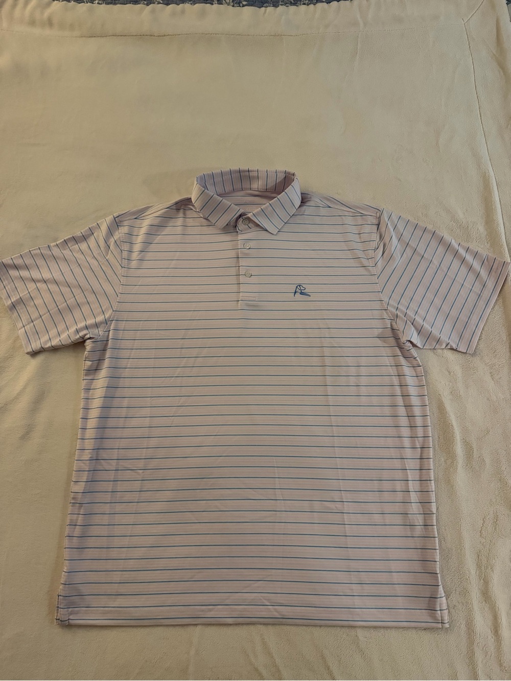 Rhoback Men’s Performance Polo The Steward White Pink Blue Extra Large XL